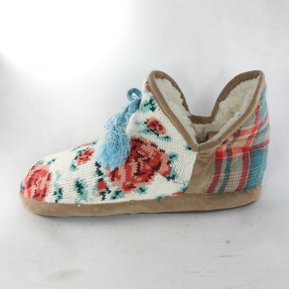 New MUK LUKS Floral Woven Lined Shearling Slippers - Picture 4 of 7